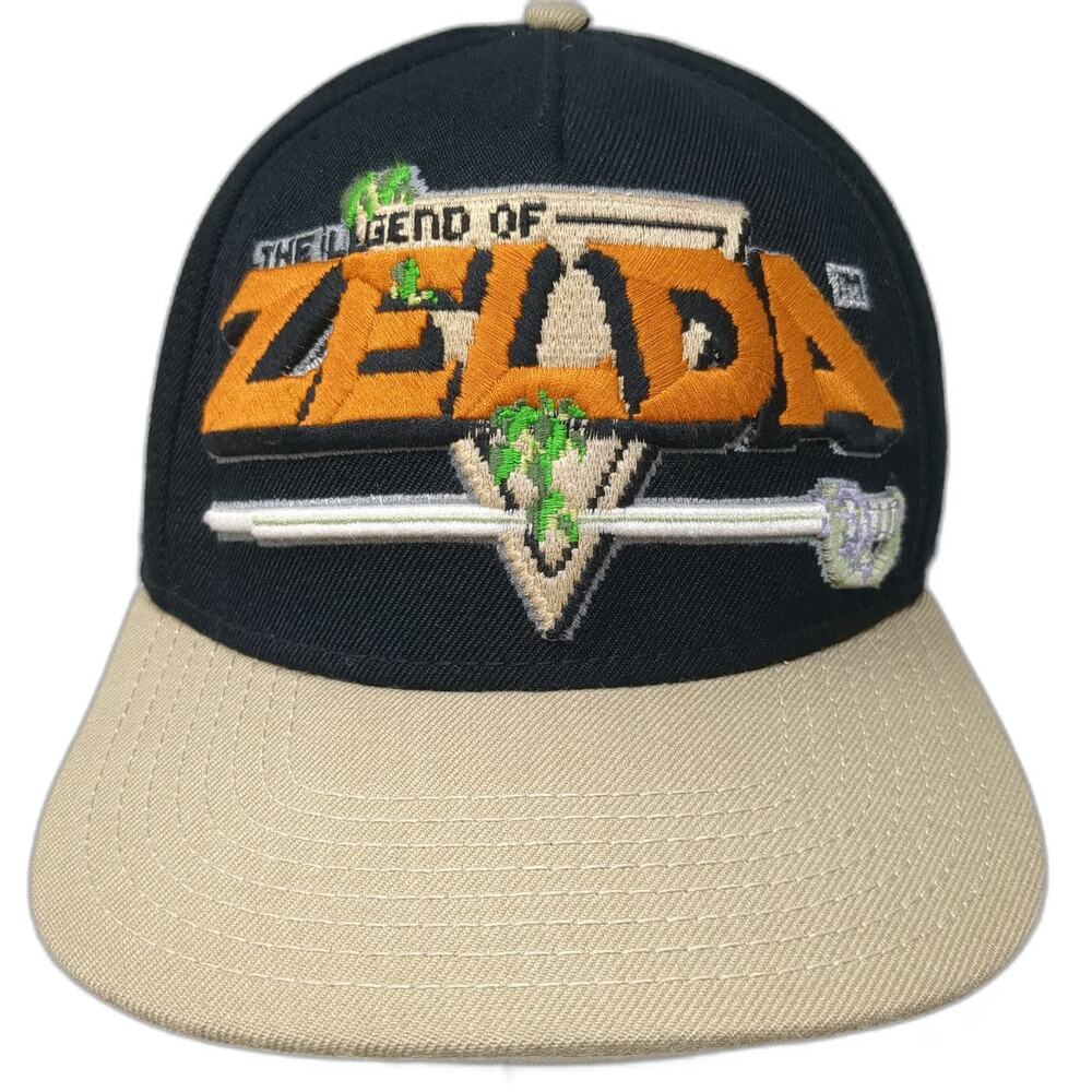 Nintendo Legend of Zelda 5 Panel Hat Black One Size Snapback Flat Brim Sword